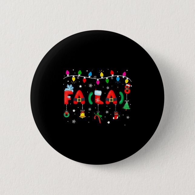 Fa (la) 8 Funny Christmas Lights Santa Fa La Math  2 Inch Round Button (Front)