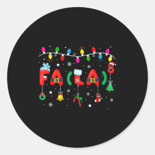 Fa (la) 8 Funny Christmas Lights Santa Fa La Math  Classic Round Sticker