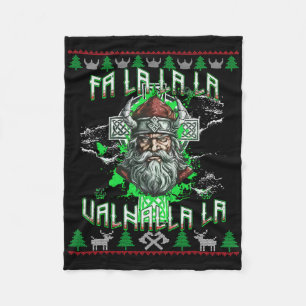 Fa La 8 Valhalla Santa Hat Viking Skull Christmas Fleece Blanket
