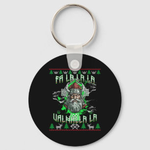 Fa La 8 Valhalla Santa Hat Viking Skull Christmas Keychain