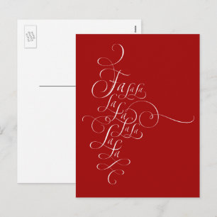 Fa la - Christmas Calligraphy - Deck the Halls Holiday Postcard