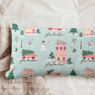 Fa La Home For The Holidays Town & Pink Retro Van Lumbar Pillow