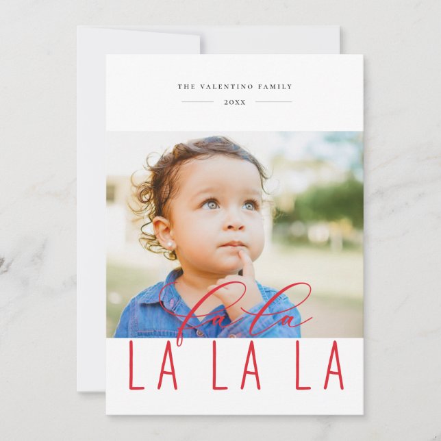 Fa La La Bold Berry Red Holiday Carte photo (Devant)