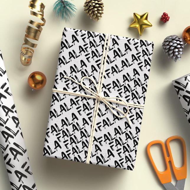 FA LA LA Bold Brush Letters Modern Black & White Wrapping Paper (Creator Uploaded)