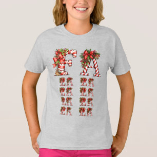 Fa La La Candy Cane Alphabet Christmas Song Lyric T-Shirt