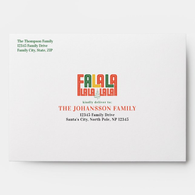 Fa La La Choir Carols Music Modern Christmas Envelope (Front)