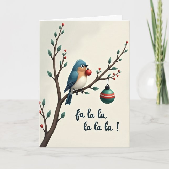 Fa La La Christmas Bird Card (Front)