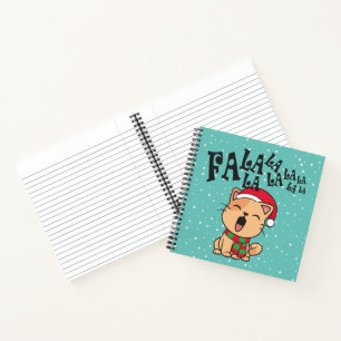 Fa La La Christmas Cat Singing Guestbook Notebook