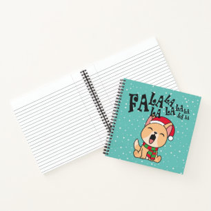 Fa La La Christmas Dog Singing Guestbook Notebook