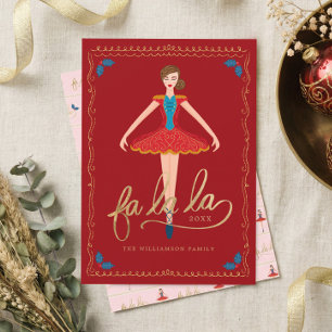 Fa La La Christmas Nutcracker Ballet Dancer Red Holiday Card