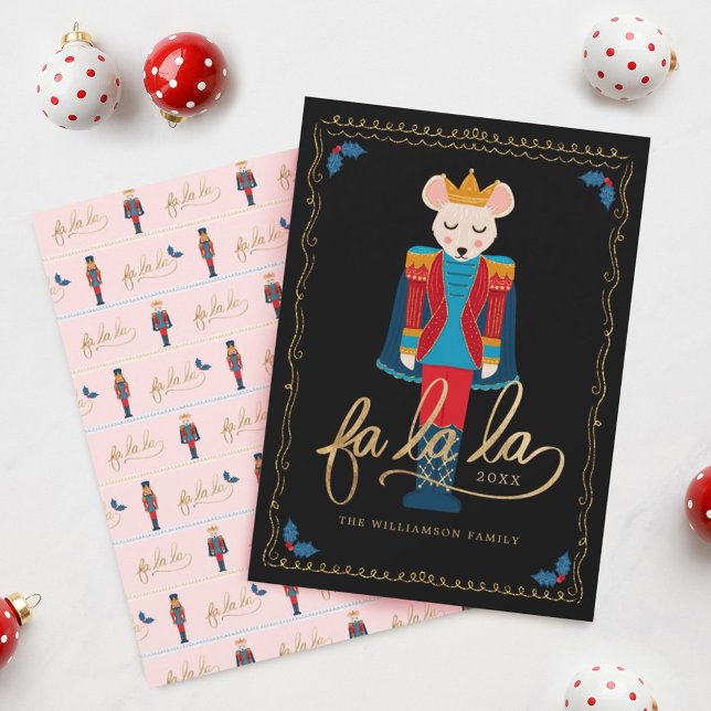 Fa La La Christmas Nutcracker Mouse King Family Holiday Card (Creator Uploaded)