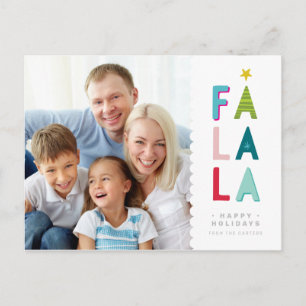 FA LA LA CHRISTMAS PHOTO fun bold colourful dabs Holiday Postcard