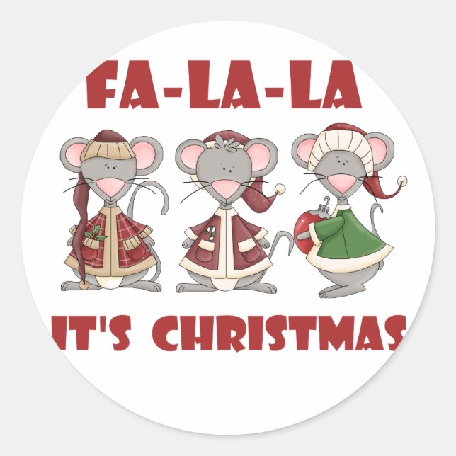 Fa La La Christmas T-shirts and gifts Classic Round Sticker (Front)