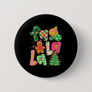 Fa La La Coquette Christmas Gingerbread Tree  2 Inch Round Button