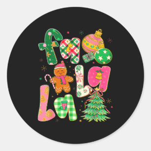 Fa La La Coquette Christmas Gingerbread Tree  Classic Round Sticker