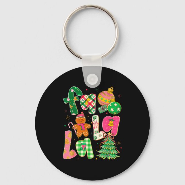 Fa La La Coquette Christmas Gingerbread Tree  Keychain (Front)