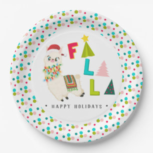 FA LA LA cute llama modern festive fun kids Paper Plate