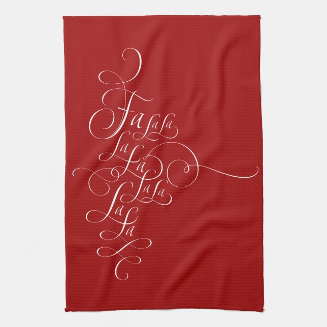 Fa la la - Deck the Halls - Christmas Calligraphy Kitchen Towel (Vertical)
