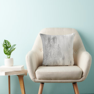 Fa la la - Elegant Frosty Grey Christmas Lettering Throw Pillow