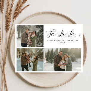 Fa La La Elegant Script Family Photo Holiday Card