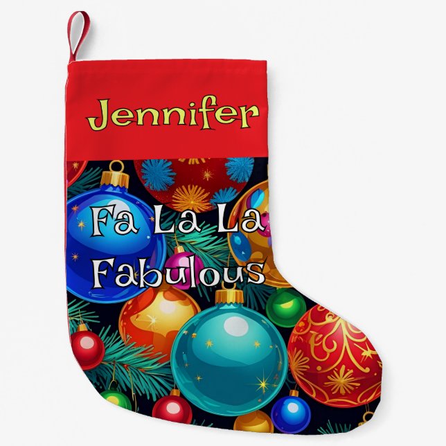 Fa La La Fabulous Maximalist Tacky-Chic Small Christmas Stocking (Front)