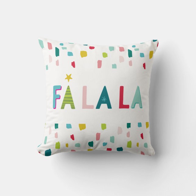 FA LA LA festive fun bold bright colourful dabs Throw Pillow (Front)