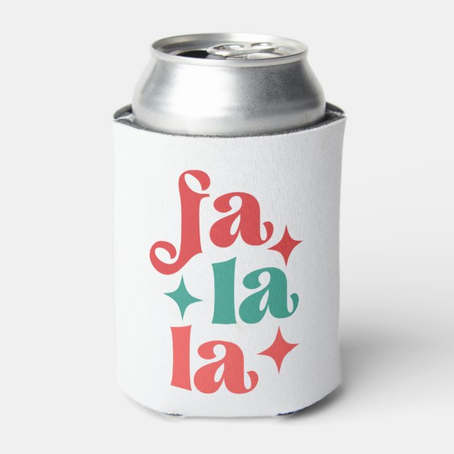 Fa La La - Festive Holiday Typography Design Can Cooler (Can Front)