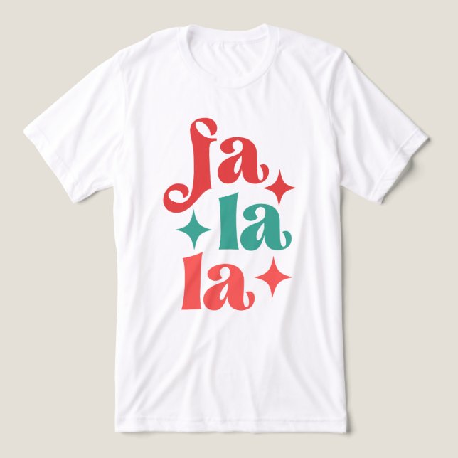 Fa La La - Festive Holiday Typography Design Tri-Blend Shirt (Design Front)
