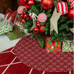 Fa La La Festive Holly Christmas Brushed Polyester Tree Skirt
