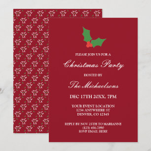 Fa La La Festive Holly Christmas Invitation