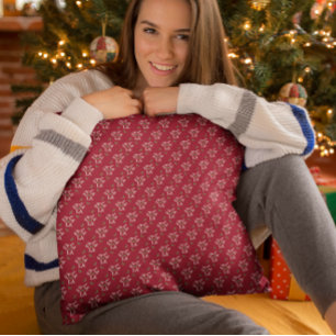 Fa La La Festive Holly Christmas Throw Pillow