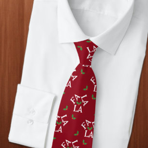 Fa La La Festive Holly Christmas Tie