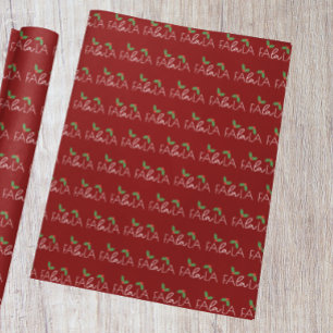 Fa La La Festive Holly Wrapping Paper