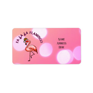 Fa La La Flamingo Pink Tropical Christmas Holiday Label