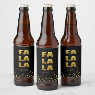 Fa La La   Fun Christmas Black & Gold  Beer Bottle Label