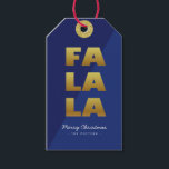 Fa La La | Fun Christmas Blue & Gold Gift Tags<br><div class="desc">Simple Christmas blue & gold gift tag or bottle tag featuring "Fa La La" text in fun but elegant typography. Customise with short greeting and sender's name. Mix and match with other designs in this series.</div>