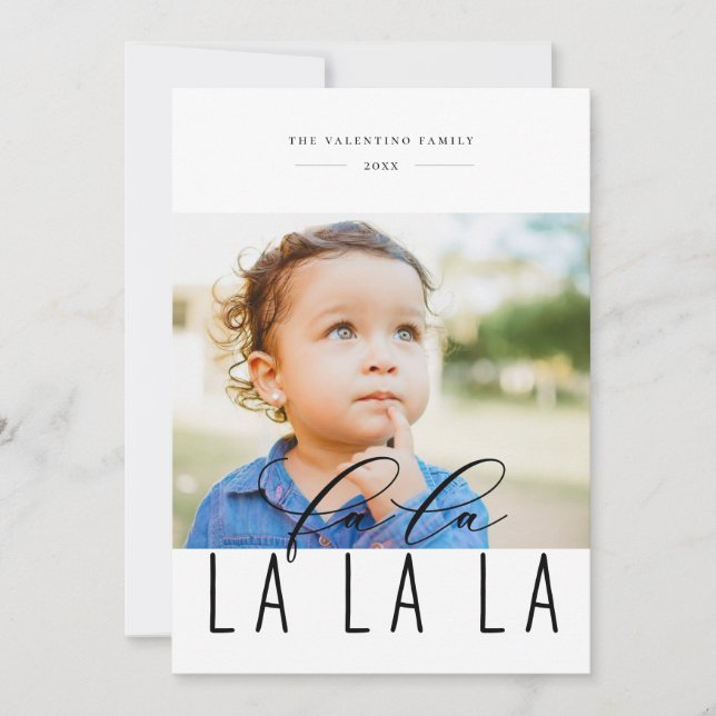 Fa La La Golden Polka Dot Frame Holiday Photo Card (Front)