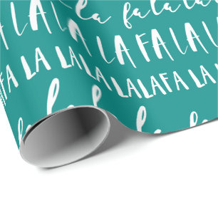 FA LA LA LA Black & Teal Typographic Christmas Wrapping Paper