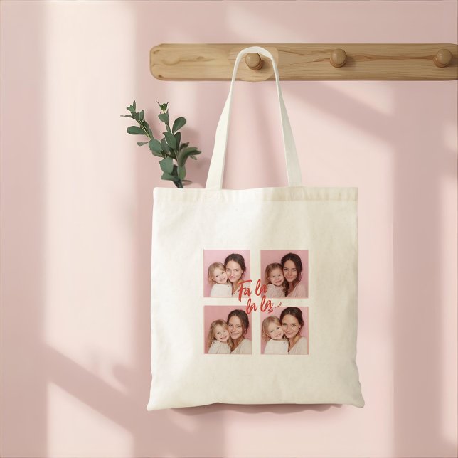 Fa La La La Blush Pink Christmas Photo Tote Bag (Creator Uploaded)