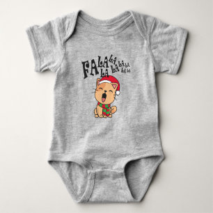 Fa La La La Christmas Cat Singiing Baby Bodysuit