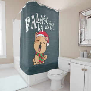 Fa La La La Christmas Chat Chantant Douche Rideau