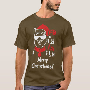 Fa la la la Funny Llama Santa Hat Pajama Christmas T-Shirt