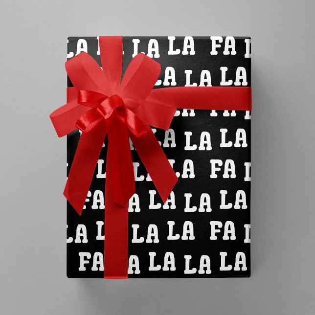 Fa La La La La Black & White Playful Christmas Wrapping Paper (Fa La La La La Black & White Playful Christmas Wrapping Paper)
