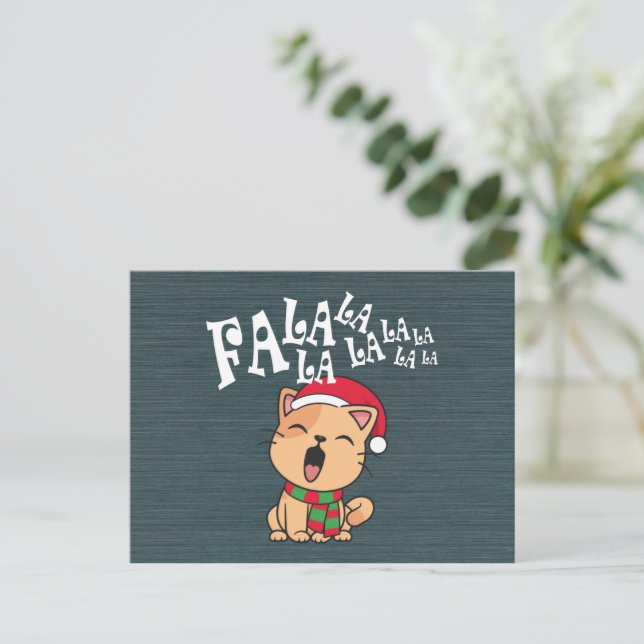 Fa La La La La Chat de Noël Chantant | Carte posta (Debout devant)