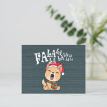 Fa La La La La Christmas Chant Chien | Carte posta