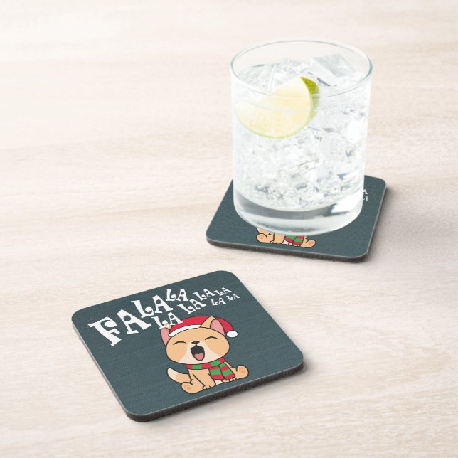 Fa La La La La Christmas Dog Singing | Coaster (Right Side)