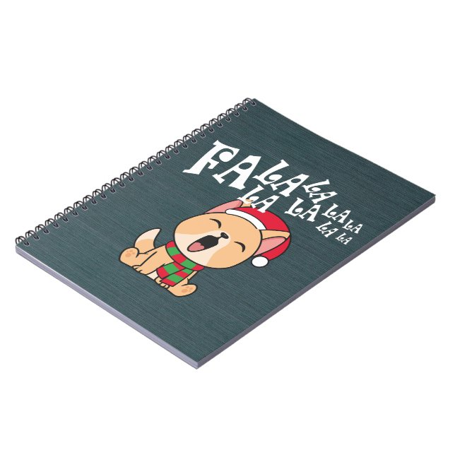 Fa La La La La Christmas Dog Singing | Notebook (Left Side)