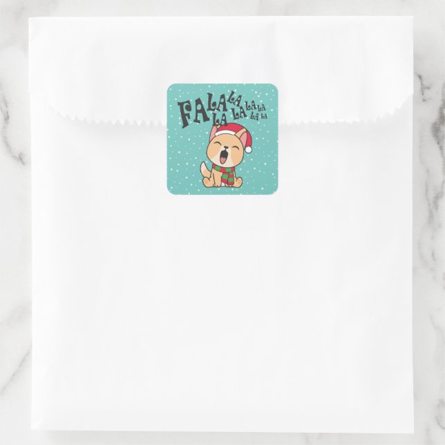 Fa La La La La Christmas Dog Singing Sticker Seal (Bag)