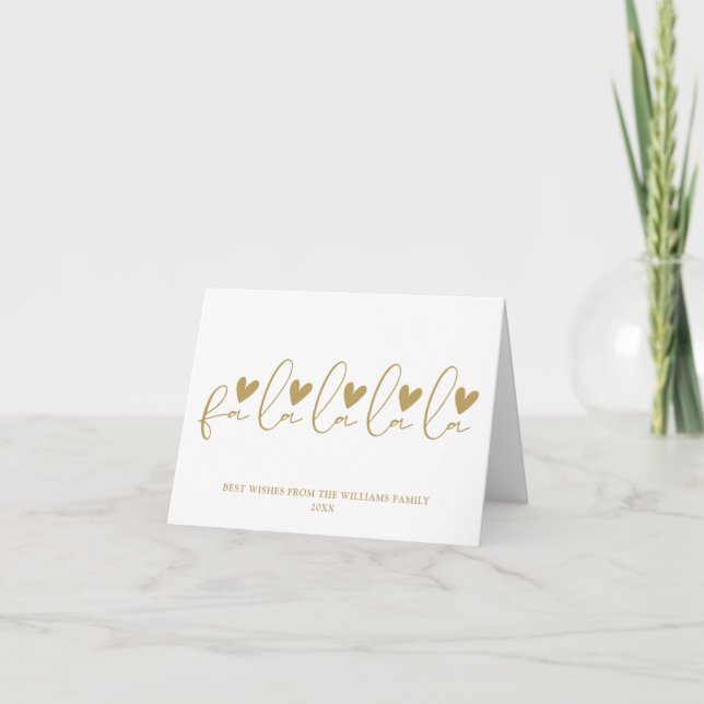 Fa La La La La Gold Script Photo Christmas Holiday Card (Front)