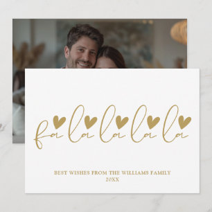 Fa La La La La Gold Script Photo Christmas Holiday Card